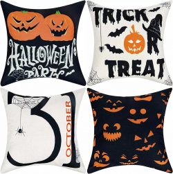 Halloween Throw Pillow, Ouddy Halloween Pillow Covers Set of 4 $23.85