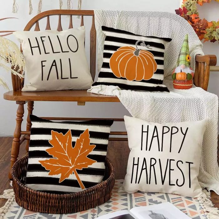 Halloween Decorative Pillow, Autumn Thanksgiving Farmhouse Cushion Case for Sofa Couch Set of 4  ...