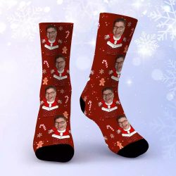 True Crime Obsessed Socks Custom Photo Socks Christmas Socks Santa Claus Print $19.95