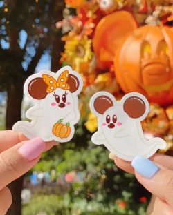 Mickey and Minnie Halloween Pumpkin Ghosts Stickers Beautiful And Refined Glossy Pumpkin Decorat ...