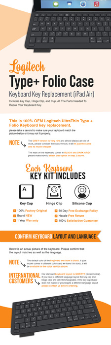 Shop 100% OEM Logitech Type+ Folio Case Keyboard Key Replacement (iPad Air)