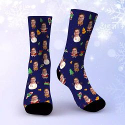 True Crime Obsessed Socks Custom Photo Socks Christmas Socks Snowman $19.95