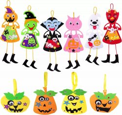10 Pieces Halloween DIY Pumpkin Crafts Kit Beautiful And Refined Glossy Pumpkin Decorating Stick ...