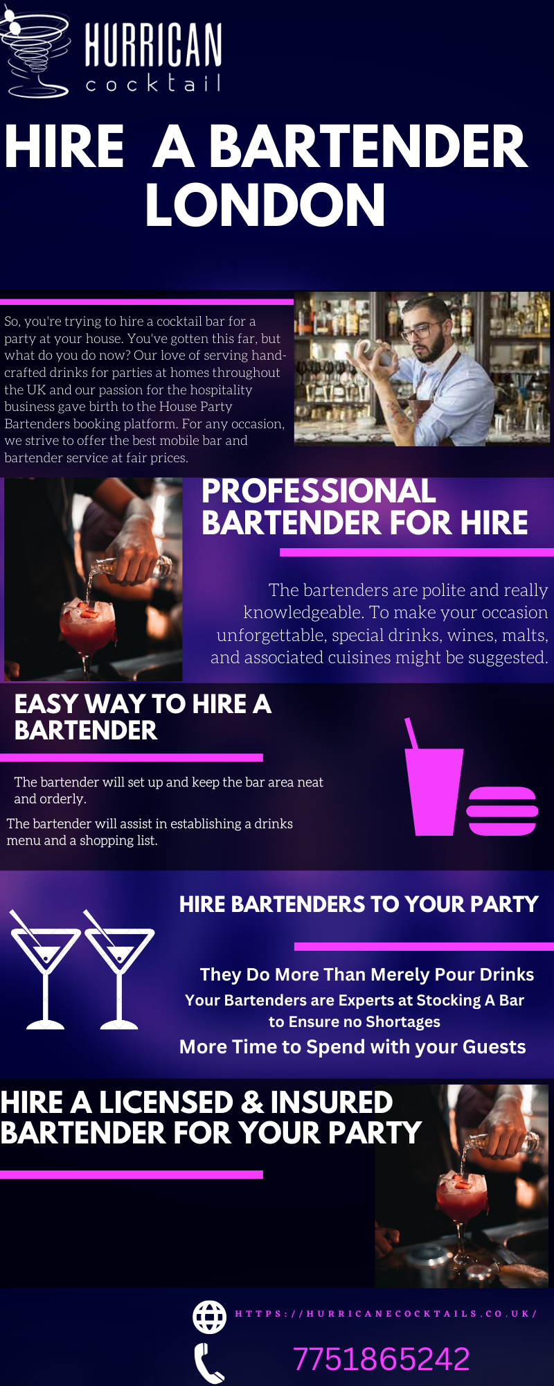 Hire a cocktail Bartender in London