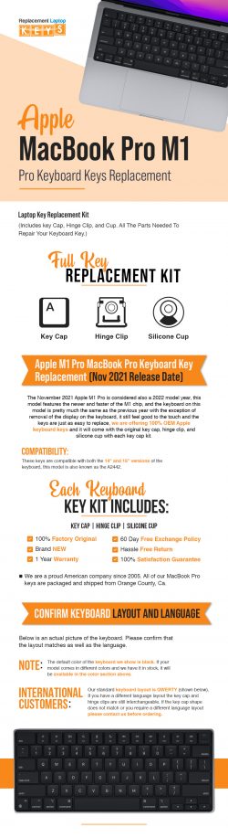 Order Genuine Apple MacBook Pro M1 Keyboard Key Replacements from Replacement Laptop Keys