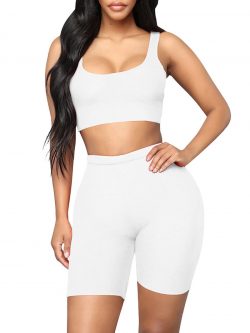 Plus Size Sleeveless Tank Top and Shorts Two-In-One Sexy Slim Suit