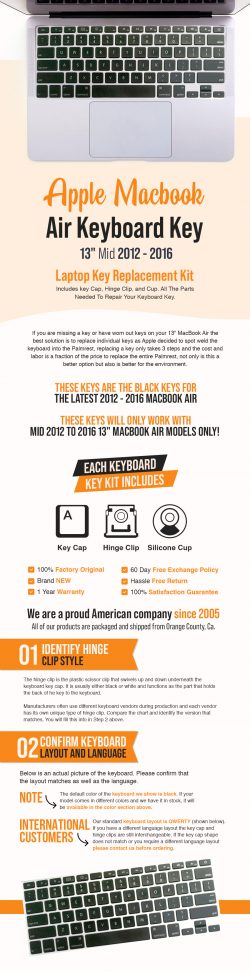 Shop 100% OEM Apple Macbook Air Keyboard Key 13″ Mid 2012-2016 Keyboard Replacement Keys