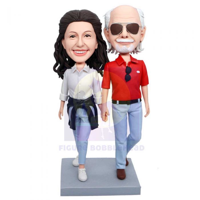 Sweet Couple In Casual Clothes Custom Figure Bobbleheads