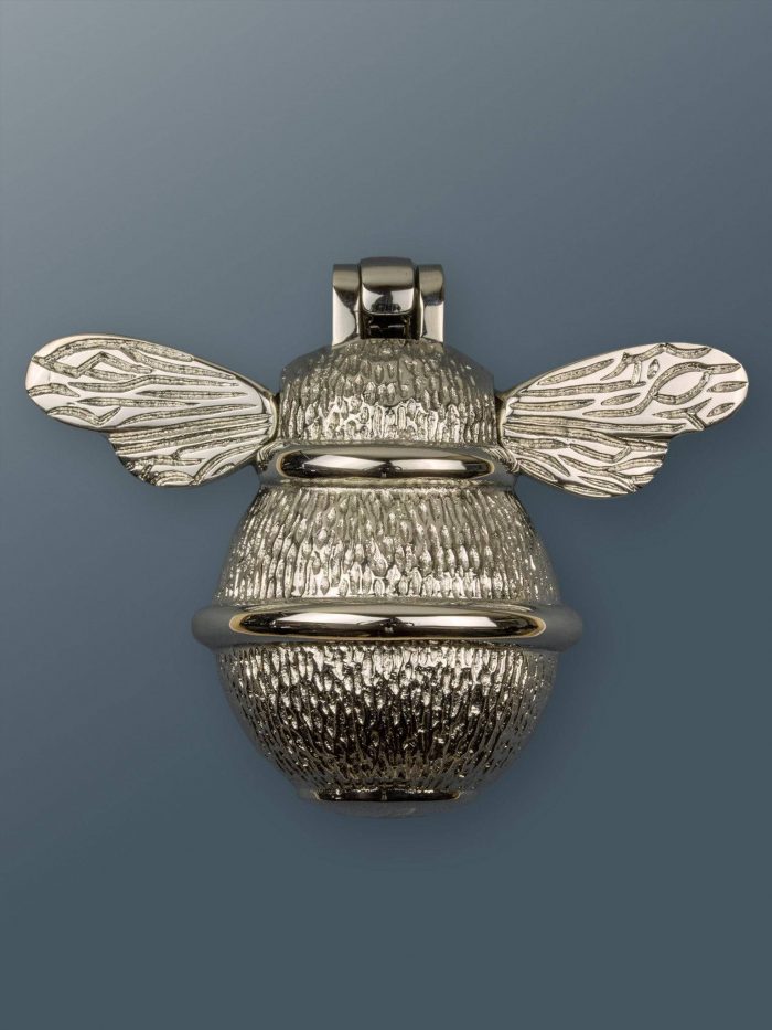 Brass Bumble Bee Door Knocker – Silver – Nickel Finish Complete with Fixing Screws