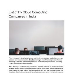 List of IT- Cloud Computing Companies in India