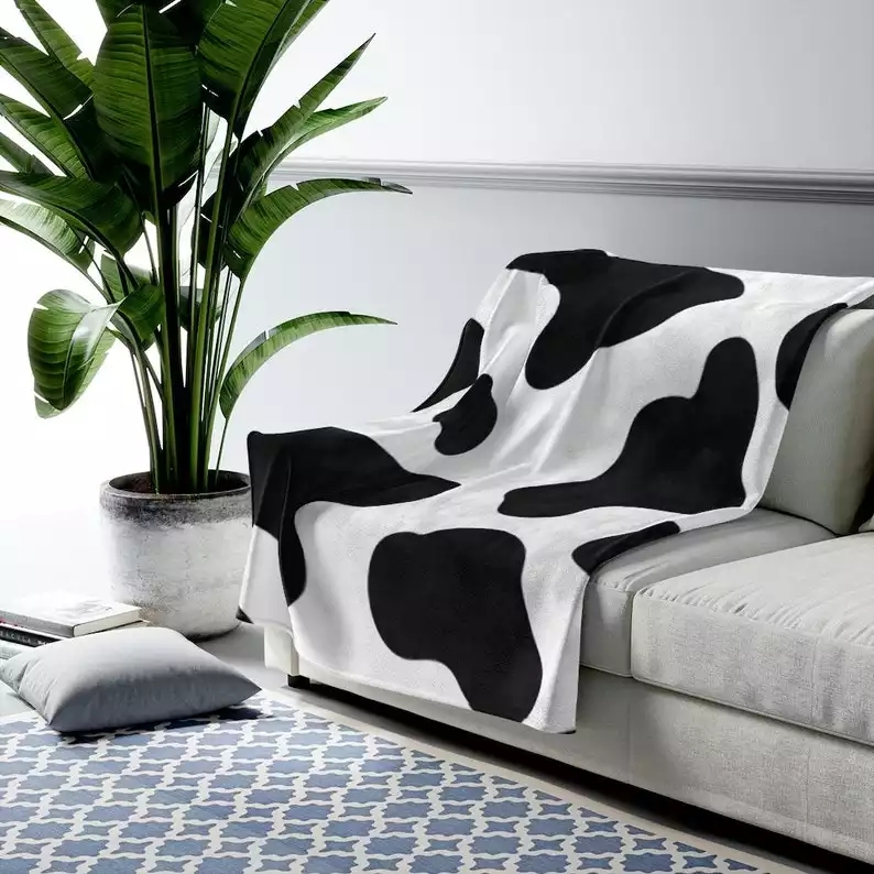 Cow Print Soft Blanket, Velveteen Plush Soft Blanket $17.95