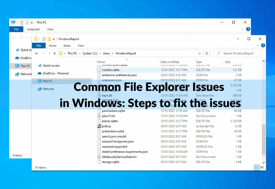 Common File Explorer Issues in Windows Steps to fix the issues