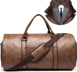 Leather Garment Travel Duffle Bag for Men