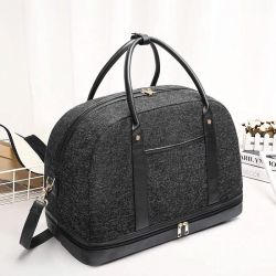 Large Canvas Travel Duffel Bag With Shoe Compartment for Women (Black)