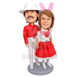 Custom Sweet Couple Bobbleheads In Couple Suit