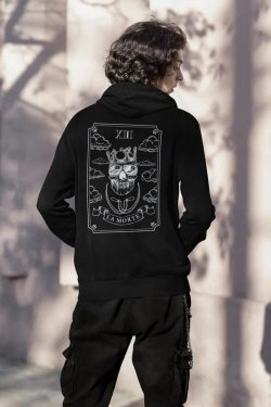 skull zip up hoodie, Death Tarot Card Zip Up Goth Hoodie $29.95