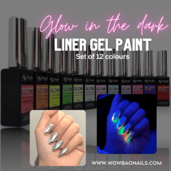 Liner Gel Paint (GLOW IN THE DARK) Set of 12- WowBao Nails