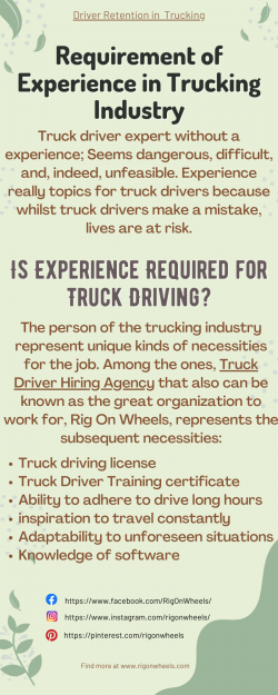 Requirement of Experience in Trucking – Driver Retention