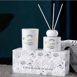 M&Scent luxury private label candle aroma scented candle reed diffuser with box packaging