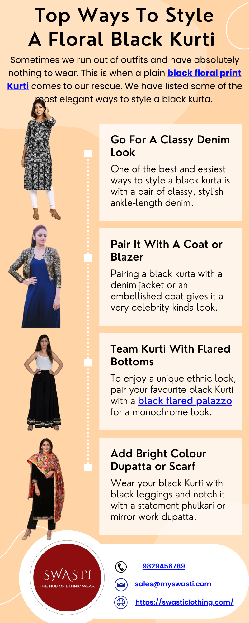 Top Ways to Style a Floral Black Kurti