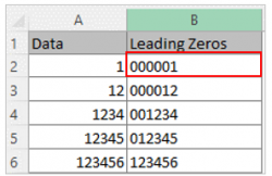 Add Leading Zeros In Excel
