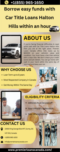 Borrow easy funds with Car Title Loans Halton Hills within an hour