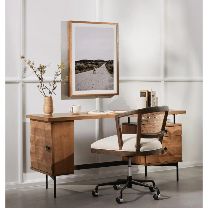 Enhancing Workplace Aesthetics | Leather, Metal, Boucle, Cane Desk Chair