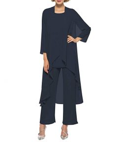 Chiffon 3 Pieces Mother of the Bride Dressy outfits Pantsuits Trouser – promboutiqueonline