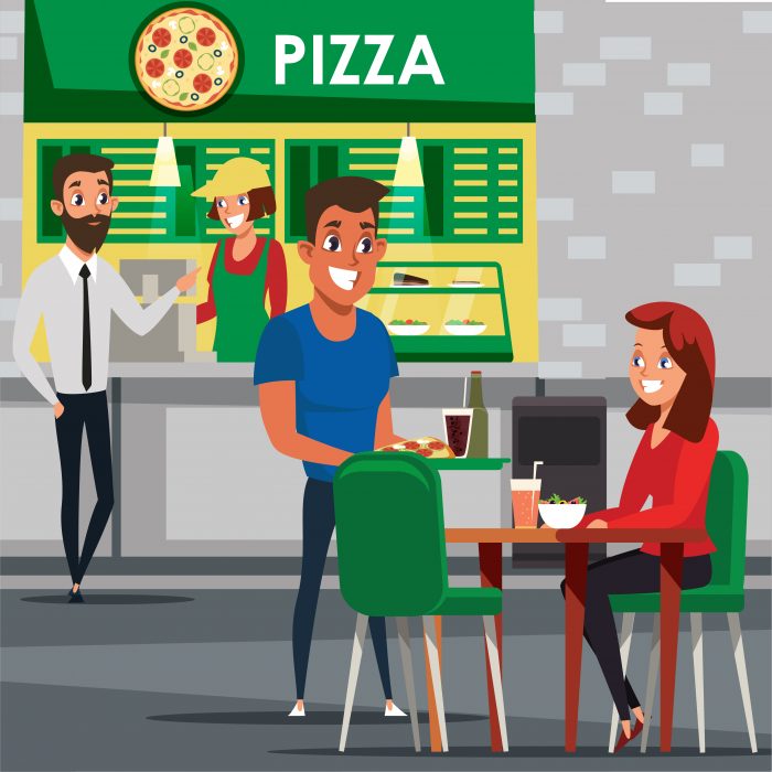 How does the online pizza ordering system work?