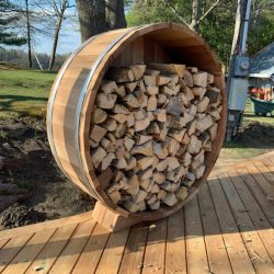 wooden barrel for firewood