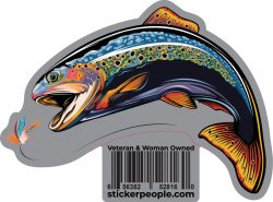 Colorful Trout with Fly Fishing Sticker- Sticker People
