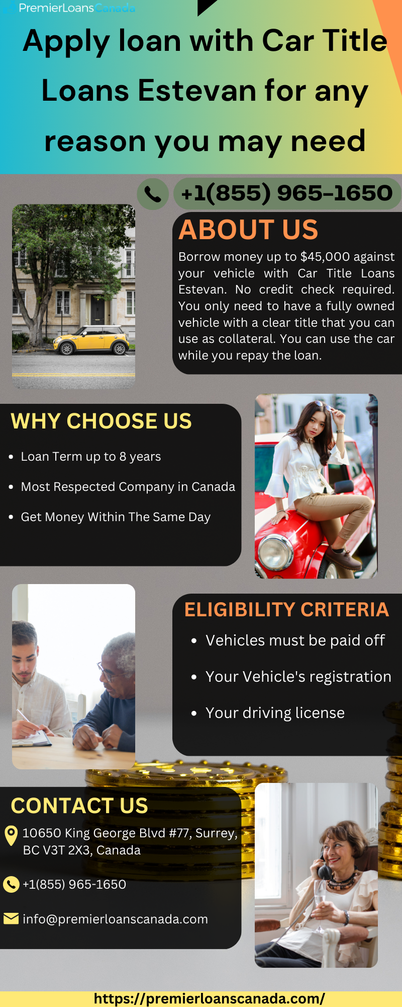 Apply loan with Car Title Loans Estevan for any reason you may need
