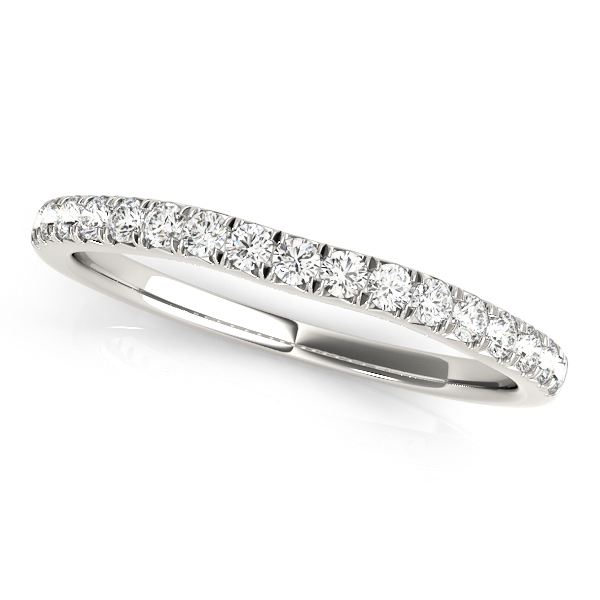 Curved Diamond Wedding Band for Women in 14k White Gold