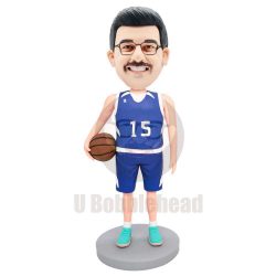 Custom Male Basketball Player Bobbleheads In Blue Sportswear