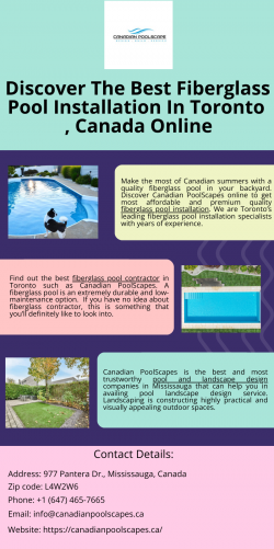 Canadian PoolScapes Offers Expert Fiberglass Pool Installation