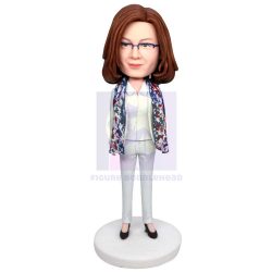 Female Boss In Suit With A Scarf Custom Figure Bobbleheads