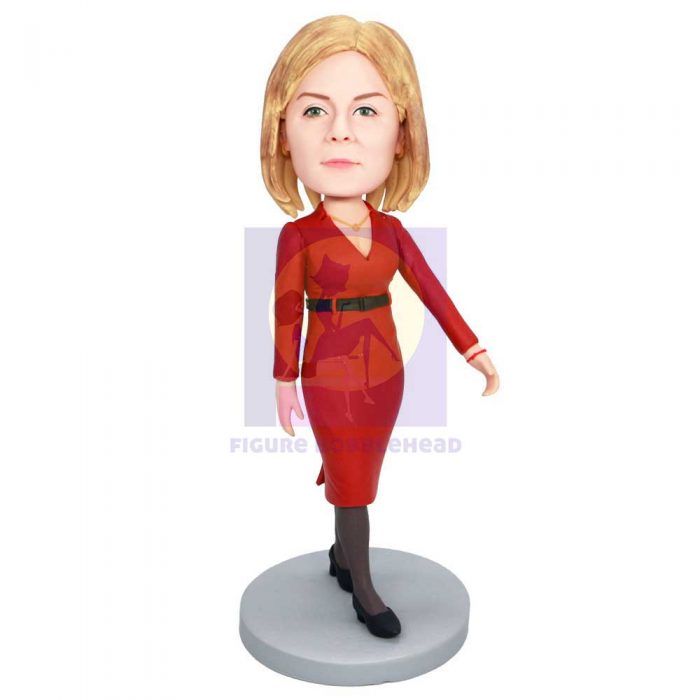 Female In Red Sweater Dress Custom Figure Bobbleheads