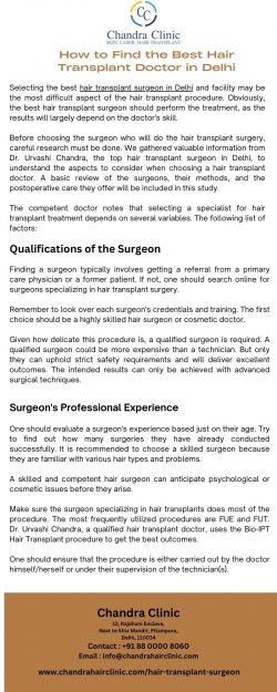 Best Hair Transplant Surgeon in Delhi – Chandra Clinic