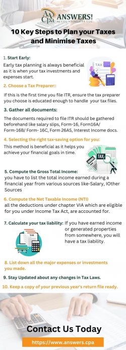 Top 10 Key Steps to Plan your Taxes and Minimize Taxes