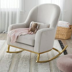 MoDRN Glam Velvet Rocking Chair with Lumbar Pillow, Off-White/Satin Brass – Walmart.com