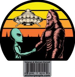 Bigfoot Meeting Alien Sticker- Sticker People