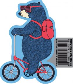 Blue Bear on Little Bike Sticker- Sticker People