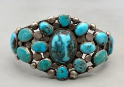 Circa 1930s Hefty Turquoise Cluster Bracelet