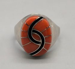 Coral Inlay Ring by Amy Quandelacy