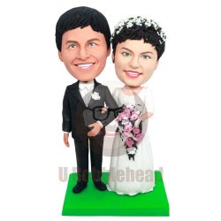 Custom Wedding Bobbleheads Cake Topper Bride Holding A Bouquet