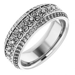White Gold Engraved Eternity Band for Women