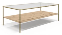 Evon Bench in Woven Jute with Brass Finish Metal Legs | Roomlane