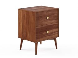 Fairfield Bedside Table Acacia with Metal Knobs in Brass Finish | Roomlane