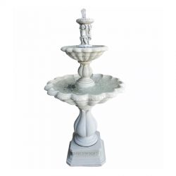 White marble outdoor water fountain