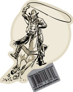 Rodeo Sticker with Tan Cowboy Roper Sticker- Sticker People